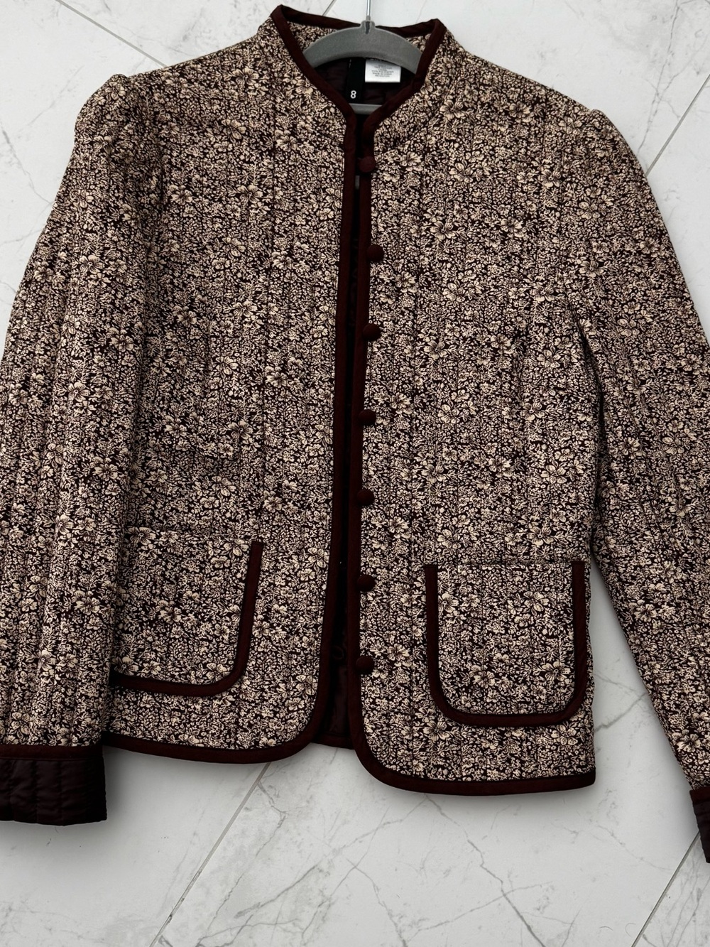 H&M Vintage Quilted Brown Jacket. Size 8